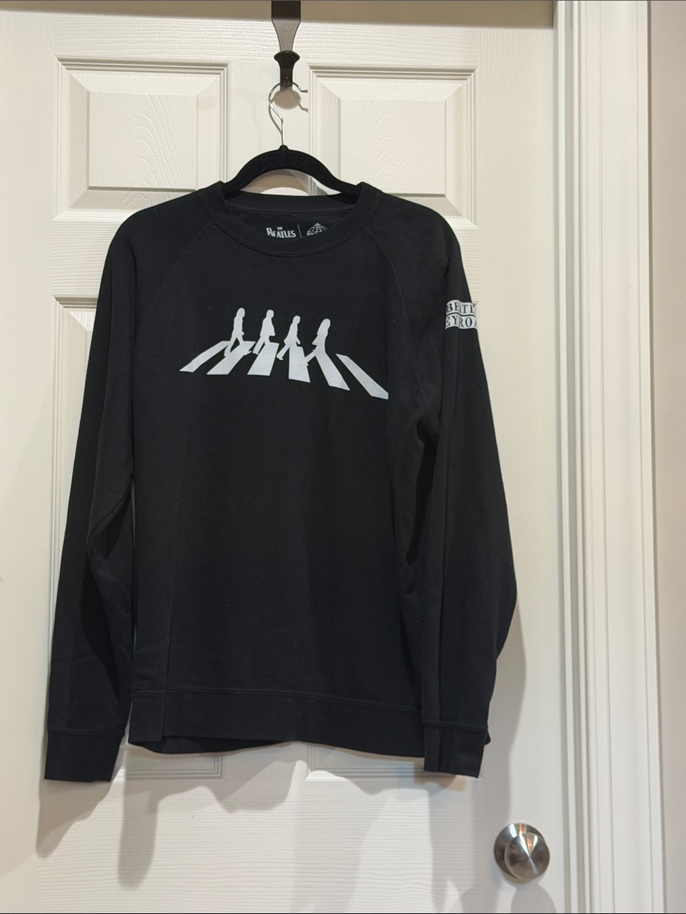 The Beatles Black Crewneck with White Abbey Road Silhouette